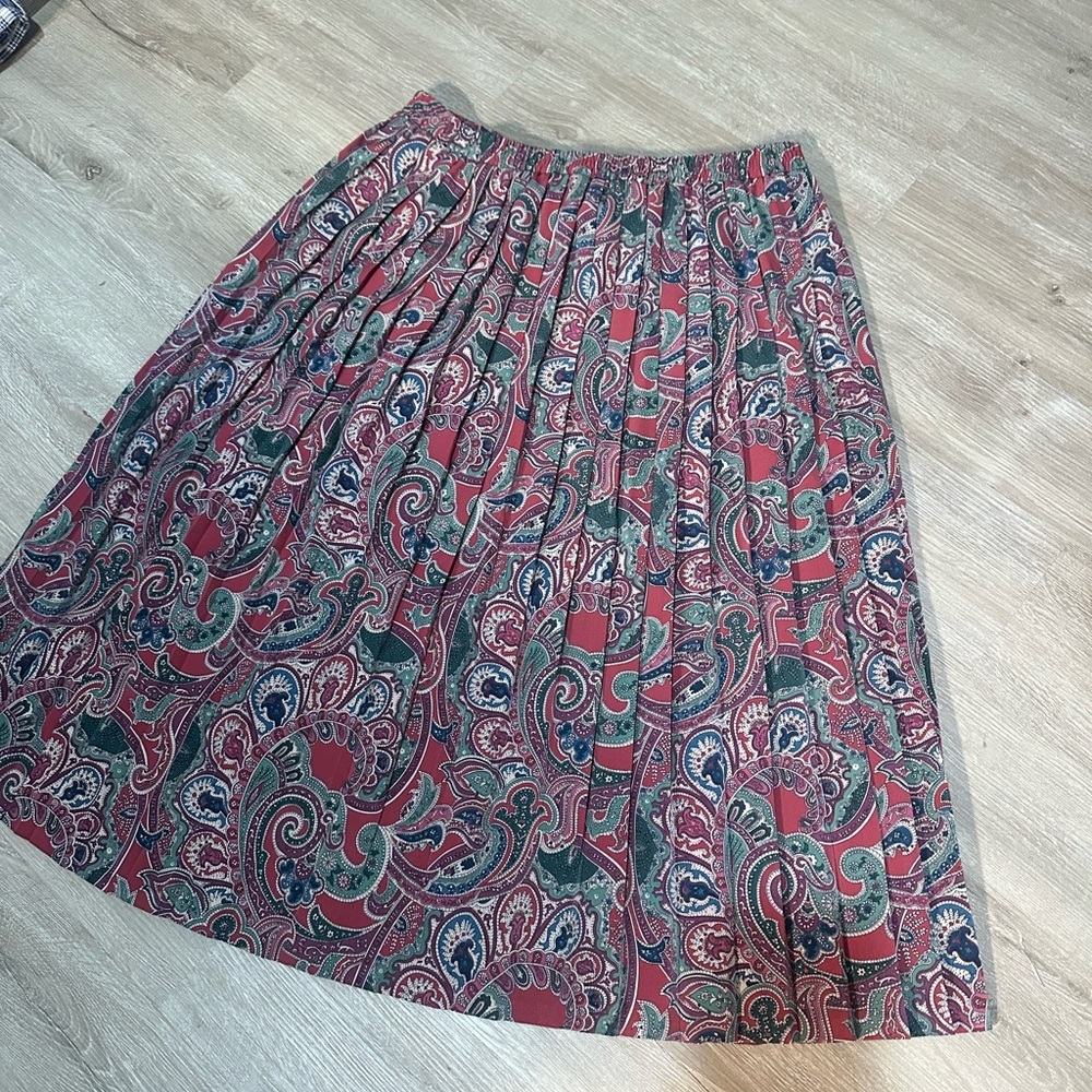 Vintage Alfred Dunner Paisley Maxi Skirt Boho Tapestry Print Elastic Size 16